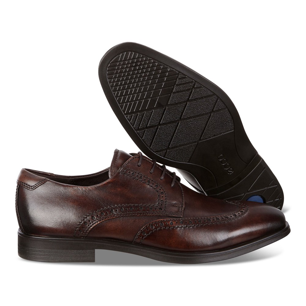 Zapatos De Vestir Hombre - ECCO Melbourne Wingtip Tie - Marrom - YTF457129